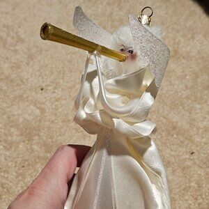 RARE VINTAGE SOFFIERIA DE CARLINI HEAVENLY ANGEL WINGS HORN CHRISTMAS ORNAMENT